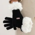 Guantes de invierno para mujer de punto cálido puño de piel sintética táctiles negros - Talla única / Negro