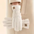 Guantes de invierno acolchados de algodón para mujeres, manoplas térmicas en variante blanco. - Talla única / Blanco Roto