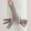 Pluche gebreide lange handschoenen voor dames winter warmte winddichte vingerhandschoenen - Mocha