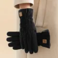 Guantes de invierno para mujer de algodón de plumón grueso impermeable cálido - Talla única / Negro