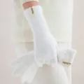 Witte gebreide handschoenen met gescheiden vingers zachte winter handwarmers dames - Wit