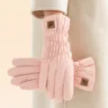 Mujeres guantes de invierno de algodón de plumón grueso a prueba de viento esquí rosa nuevo - Talla única / Rosa