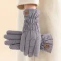 Guantes de invierno para mujer de algodón de plumón, forro polar grueso impermeables. - Talla única / Gris