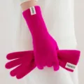 Lange gebreide handschoenen winter warm polsbescherming fuchsia stijlvolle handschoen - Rozerood