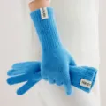 Lange blauwe gebreide handschoenen vrouwen winter warm winddichte vingerhandschoenen - Hemelsblauw