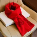 Bufanda de invierno roja de punto con patrón tradicional chino, regalo acogedor. - Ma Dao Cheng Gong (Sin Caja de Regalo)