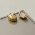 Minimalist gold C-shape stud earrings, chic and versatile metallic ear jewelry for daily wear. - Slim Post Minimalist Bean Style (A24-161P) / Gold