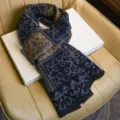 Hombre invierno retro patrón étnico bufanda moda largos flecos cuello azul oro variante - Brocado Song Copo Nieve Rombo / Azul Marino