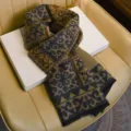 Bufanda de invierno retro de estilo étnico para hombre con patrón clásico y flecos, cálida. - Brocado Song Copo Nieve Rombo / Gris Camello