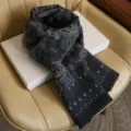 Dark blue paisley winter scarf for men and women, thickened warm imitation cashmere shawl neckerchief - Exotic Paisley / Blue Gray