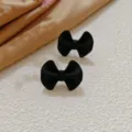 Chic black bow earrings, minimalist fashion cute stud earrings for women daily versatile wear style. - 3D Bowknot Style (A24-159B) / Black