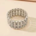 Élégant bracelet extensible vintage en métal argenté avec résine marquise pour femme. - Style AMY679 / Argent