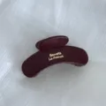 Matte large hair claw clip for thick hair, elegant deep red cloud shark clip with gold print. - Small Fan Gold-Labeled Hair Claw / Red