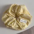 Yellow and white plaid hair scrunchie, sweet preppy style fabric hair tie for daily wear. - Scrunchie / Yellow