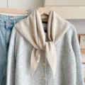 Zachte kasjmier wollen driehoek sjaal effen kleur warme gebreide omslagdoek voor dames - Beige