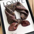 Retro paisley mulberry silk small square scarf, elegant neckerchief for women and men. - Light and Dark Paisley - Black Coffee