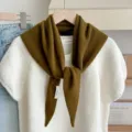 Effen wol gebreide driehoekige sjaal warme nekbescherming mode dames winter - Mosterdgeel