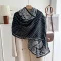 Black white polka dot paisley scarf lightweight shawl elegant spring autumn women neck wrap - Small Polka Dot Paisley-Black