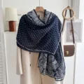 Navy blue polka dot scarf lightweight paisley shawl versatile spring autumn fashion accessory - Small Polka Dot Paisley-Navy Blue
