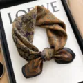 Retro paisley mulberry silk small square scarf, luxury high-end neck scarf for men and women. - Light and Dark Paisley - Black Gold