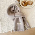 Bufanda de punto color sólido invierno cálido lana cuello acogedor suave moda accesorio casual - Color Avena