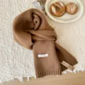 Ζεστό πλεκτό κασκόλ από μαλλί για άνδρες και γυναίκες, μαλακό χειμερινό περιλαίμιο. - Σκούρο Καμηλό