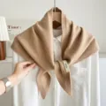 Einfarbiges Strick Dreiecktuch Schal Damen vielseitig elegant stilvoll Herbst Winter Oberbekleidung - Khaki