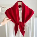 Damen Roter Strick Dreieckschnitt Schal Warmer Wollemix Schultertuch Modisches Accessoire - China Rot