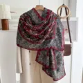 Vintage paisley print women scarf shawl lightweight cotton linen spring autumn versatile elegant - Western Paisley-Wine Red