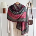 Retro paisley print scarf shawl, elegant lightweight cotton linen wrap for women spring. - Spliced Paisley-Pink Blue