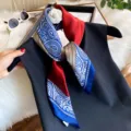 Silk scarf women 70cm square scarf blue red paisley neckerchief elegant spring autumn - Multicolor Paisley