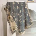 Grijs en beige kasjmier gevoel zwaluw patroon winter warme sjaal met franjes doek. - Grijs en Beige