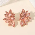Elegant rose gold rhinestone flower cluster stud earrings for women and girls daily wear. - Pink Flower Style (A23-230)
