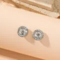 Silberne runde Strass-Ohrstecker, luxuriöse glänzende Kristall-Ohrringe für Damen. - Silber Rund Solitär Stil (A23-744)
