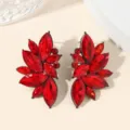 Rote Kristall Blatt Ohrringe, Vintage Markise Strass Ohrstecker fur elegante Damen. - Vintage Rot Blatt Stil (A23-221)