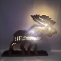 Veilleuse renne en bois sculpté avec guirlande lumineuse, déco de bureau de Noël. - Avec Lumière LED