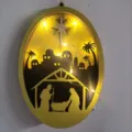 Decoration suspendue de scene de nativite de Bethleem en bois ornements de Noel a LED - Avec Lumière LED