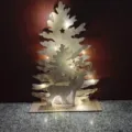Sapin de Noël en bois avec guirlande lumineuse LED décoration de table de fête hivernale - Avec Lumière LED