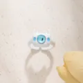 Cute cartoon monster cat eye open ring, stylish dopamine colored fashion jewelry detail view. - White Little Monster (D23-143) / Adjustable Open / White