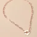 Rose Gold Paperclip Chain Necklace with Elegant Flower Toggle Clasp Fashion Jewelry Variant - Rose Gold Paperclip Chain Flower OT Clasp Necklace (AMY340 Rose Gold)