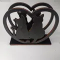 Portatovaglioli in legno con design a cuore e gatto per decorazione tavola casa. - Coppia di Gatti Doppi