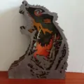 Bois multicouche sculpté loup hurlant animal bureau ornement décoration artisanat - Style Sans Lumière