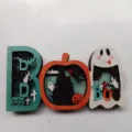 Ornement de lettre BOO en bois d'Halloween 3D superposé pour la décoration de fête. - Style Sans Lumière