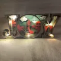 Décoration de Noël en bois 3D lettre JOY lumineuse ornement de fête de vacances 1pc - JOY avec Lumières
