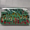 Decoration de noel en bois lettre ornement de bureau multicouche creux fete de vacances - Avec Lumière LED / 12.8x22.2x2.3cm