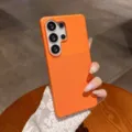 Orange leather texture phone case for Samsung S26 Ultra, protective PC back cover. - S23 Ultra / Orange Litchi Texture