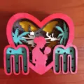 Ornement sculpté multicouche en bois pour la fête des mères, cœur MOM déco de bureau. - Style Sans Lumière