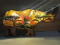Veilleuse décorative en bois 3D rhinocéros animal avec scène de forêt sculptée multicouche. - Rhinocéros avec Lumière