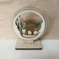 Ornement de bureau en bois motif élans et forêt, sculpture en bois rustique décoratif. - Élan