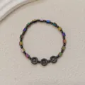 Colorful hematite stone beaded anklet with star charms, unique magnetic fashion jewelry for women. - Hollow Star Pendant Multicolor Style (F24-006)